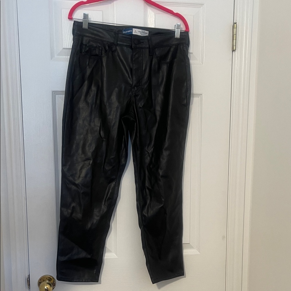Old Navy Black Faux Leather Petite Leather Pants